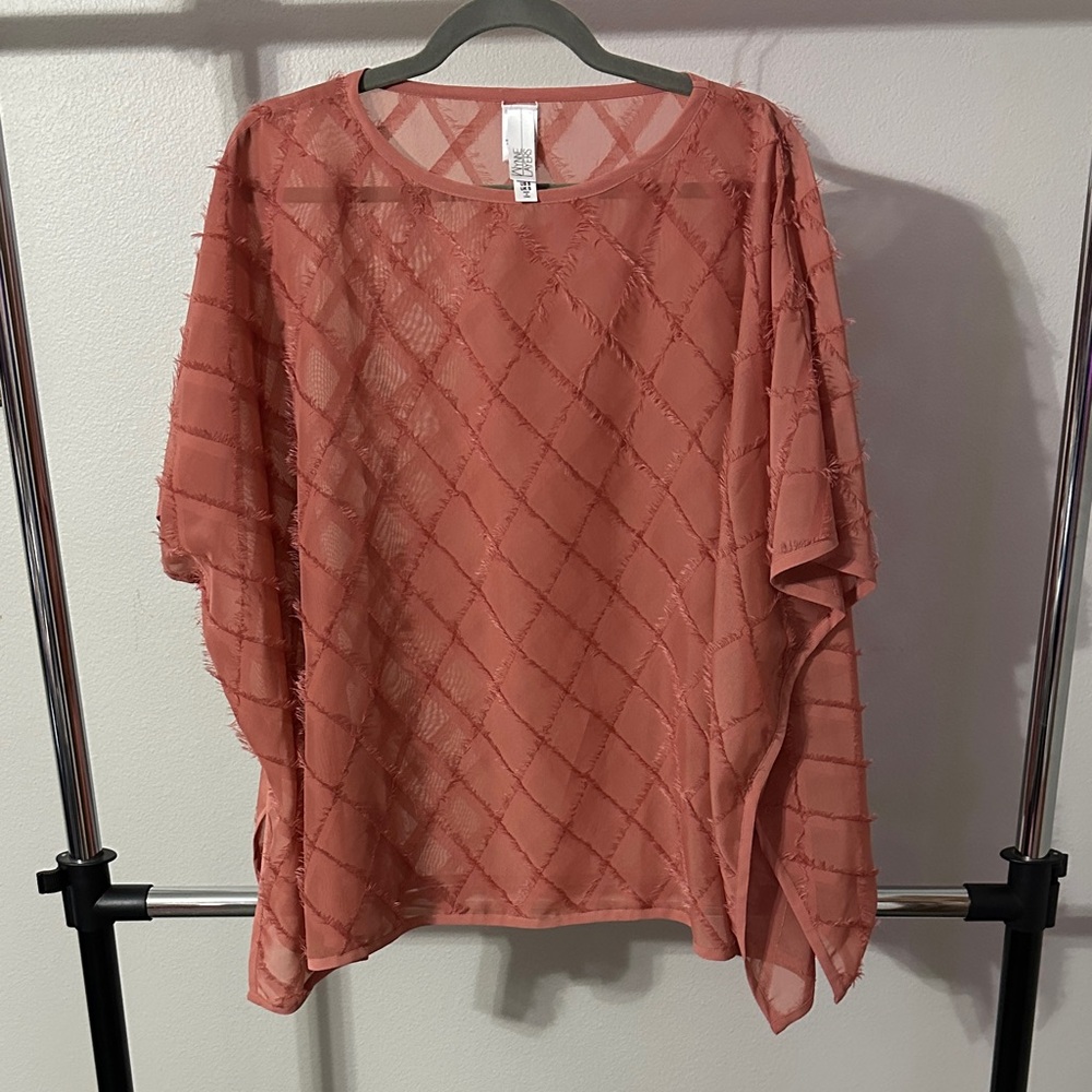 Chic Sheer Women's Blouse in Terracotta